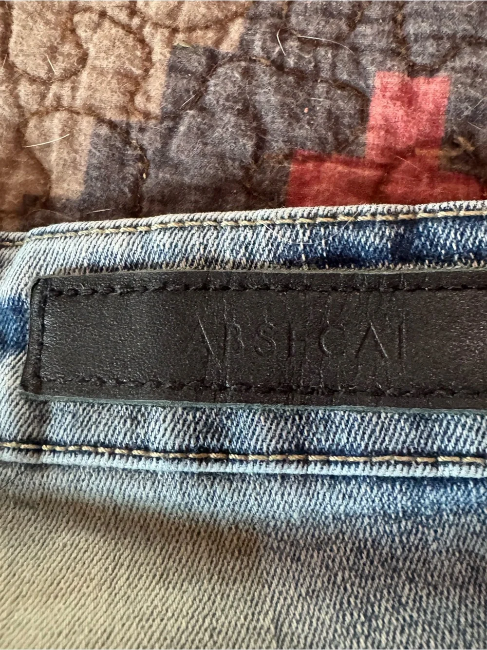 90s style Blue Distressed Jeans with Yellow Side Stripe
